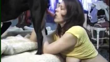 Cock-hungry women dragged black doggy into threeway