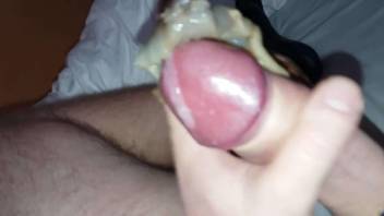 Man tries his dick over a shell in crazy zoophilia cam scenes