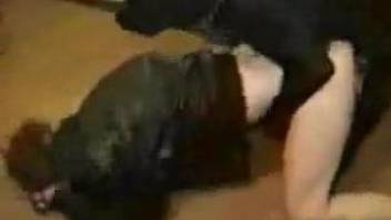 Black dog gets to fuck a horny housewife on all fours