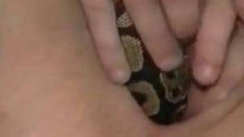 Actual snake tries crawling up this girl's pussy