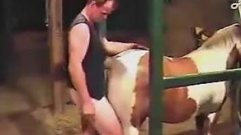 Sexy dude in a leather vest fucks a mare's hot pussy