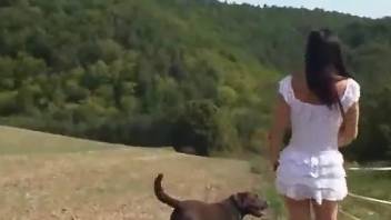 Brunette babe shares pure amateur dog perversions