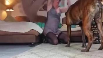 Sexy animal lover getting dicked on all fours