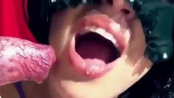 Pretty chicks putting their lips on sexy dog dicks