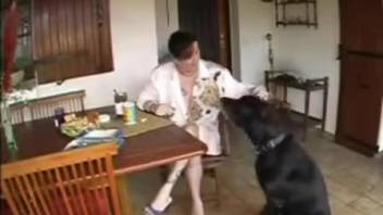 Restless homemaker chooses to be screwed by a filthy canine