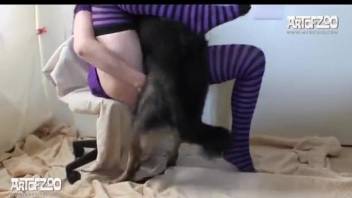 Strong homemade zoo sex with a woman thirsty for dog sperm
